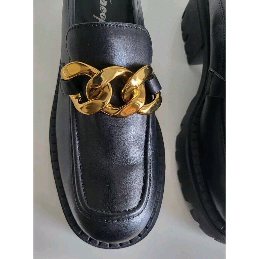 Free People Lyra Link Women's Black Loafer Platform Chunky Mules Size 39.5 - Picture 8 of 10